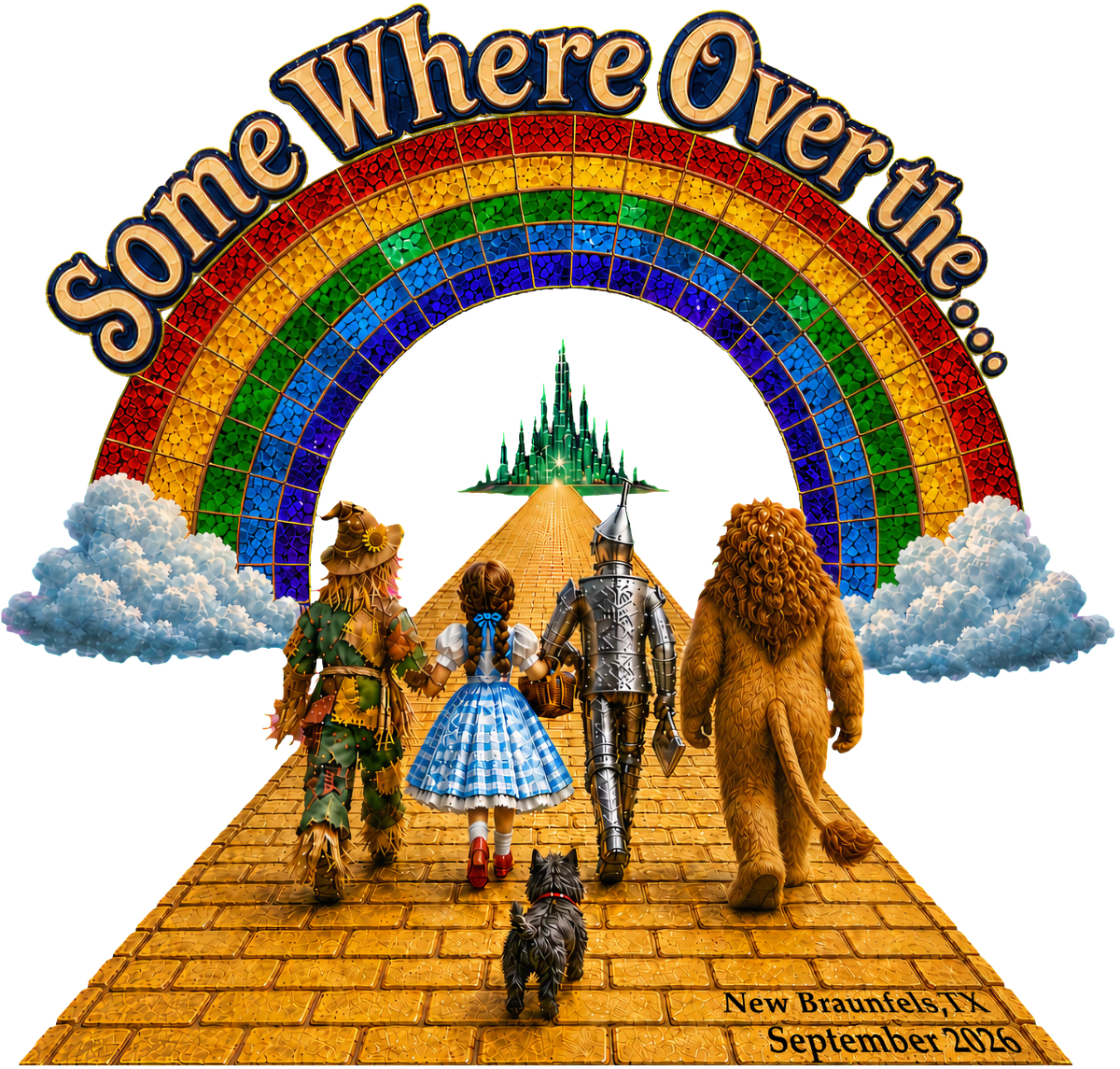 SOTR26 Somewhere Over the Rainbow DTF decal with New Braunfels date and location